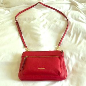 Calvin Klein red crossbody purse